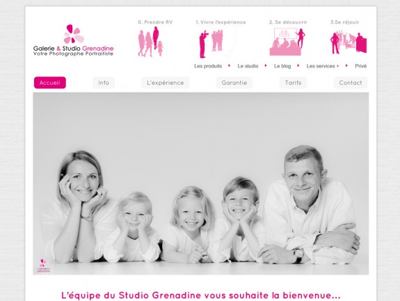 Page d'accueil du studio Grenadine, photographe à Melun